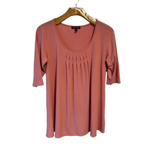 Eileen Fisher Pink Silk Pleated Blouse Small